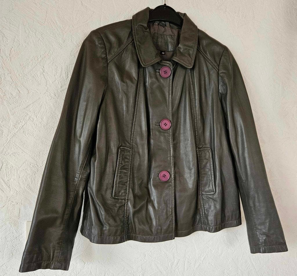 Veste mi saison en cuir taille 42, Enlèvement ou Envoi, Comme neuf, Taille 42/44 (L), Autres couleurs