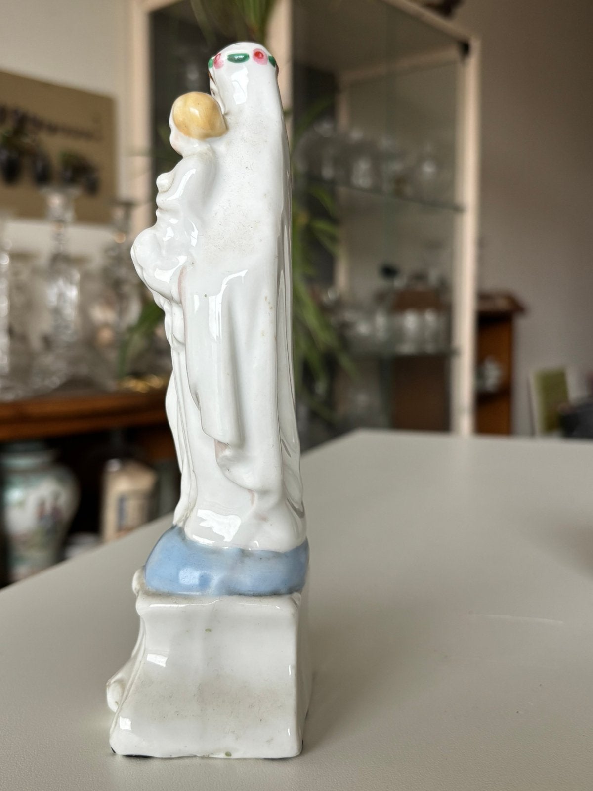 Antiek heiligen beeldje in Brussels porselein., Antiek en Kunst, Ophalen