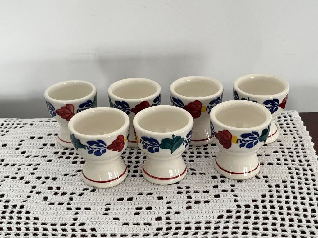 7 BOCH BOERENBONT eierdopjes, Antiek en Kunst, Ophalen of Verzenden