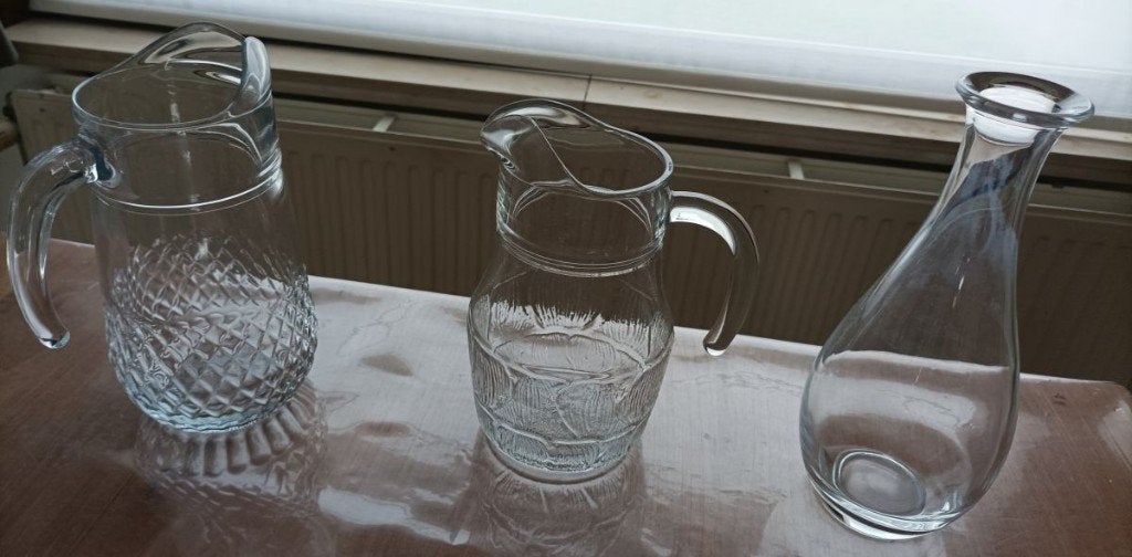 glazen kan, Maison & Meubles, Pichet, Comme neuf, Verre, Enlèvement