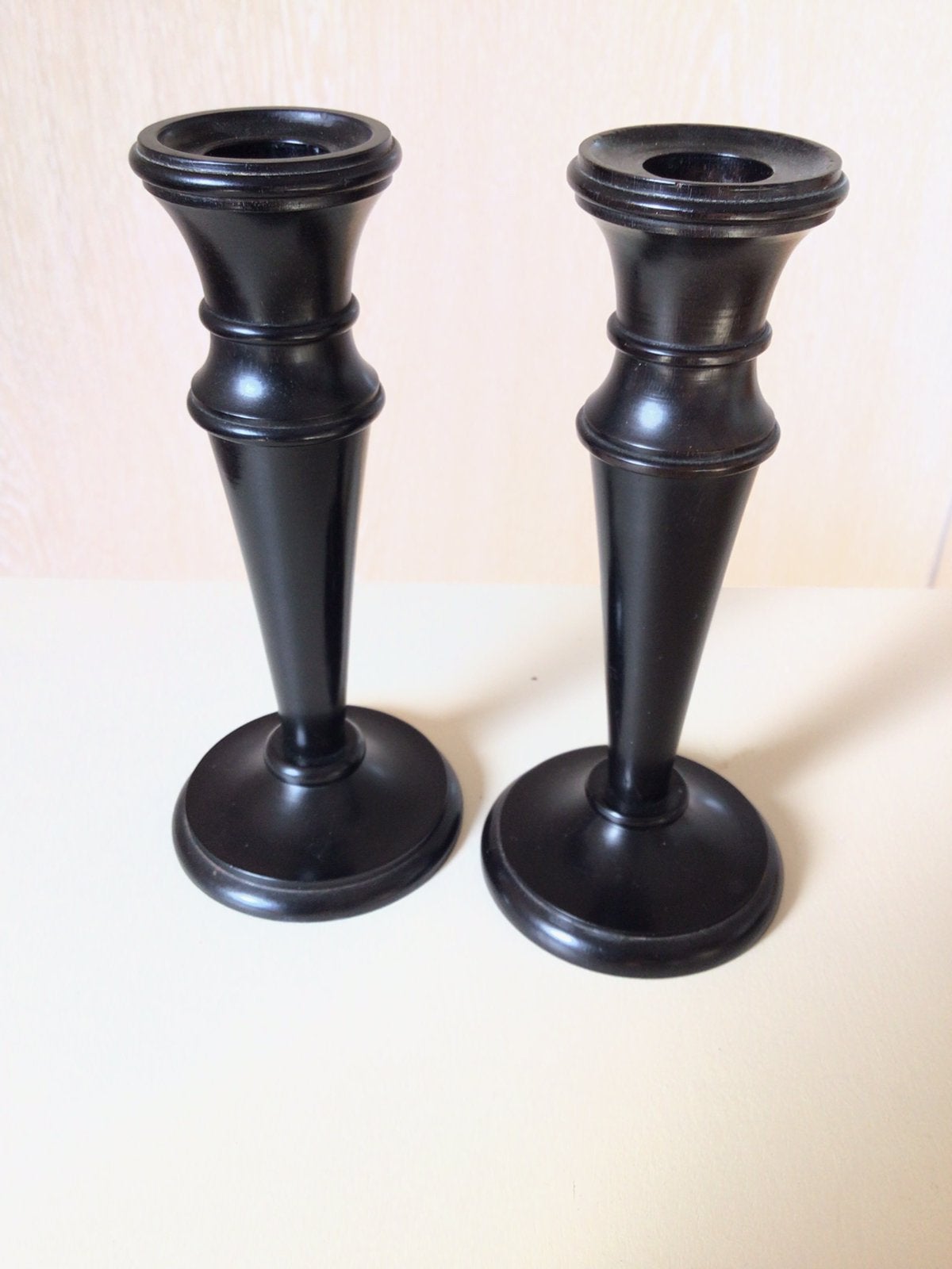 2 kandelaars ebbenhout, Ophalen of Verzenden