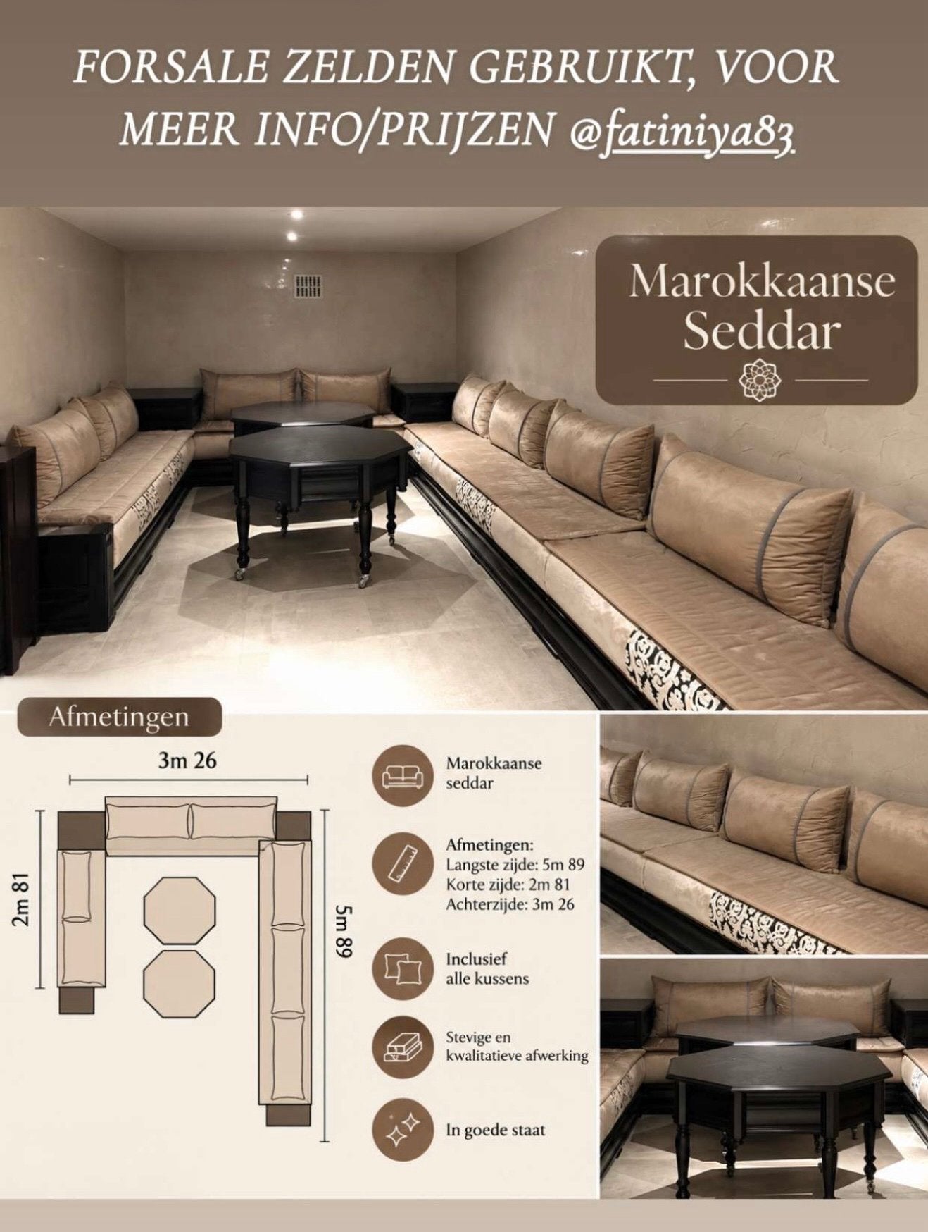 Salon marocain comme neuf, Enlèvement, Comme neuf, Bois, Salon