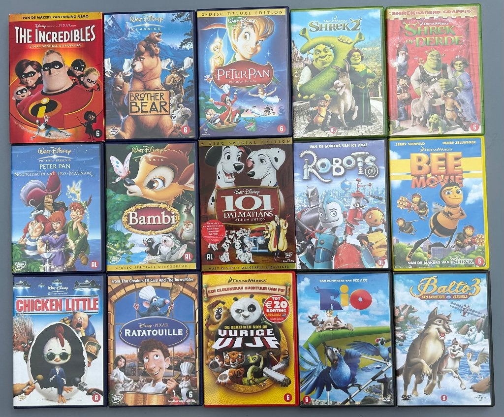 22 DVD kinderfilms Disney / Dreamworks - Jeugd /kids, Cd's en Dvd's, Ophalen of Verzenden, Zo goed als nieuw, Animatie, Film