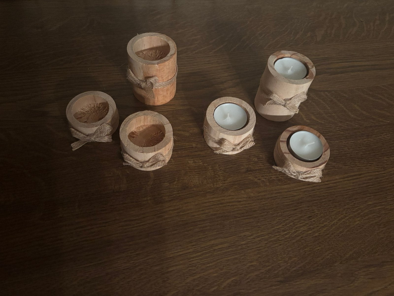 2 Nieuwe setjes theelichthouders, Huis en Inrichting, Woonaccessoires | Overige, Hout, Beige, Nieuw, Ophalen of Verzenden