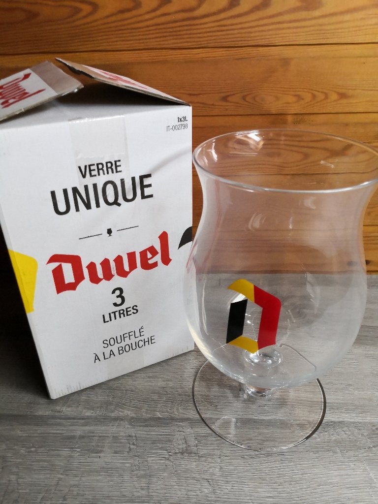 Duvel glas - 3 liter - Belgische driekleur logo, Verzamelen, Ophalen, Duvel