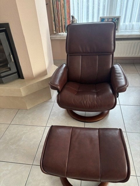 2 lederen fauteuils met certificaat, 75 à 100 cm, Comme neuf, Enlèvement, 50 à 75 cm