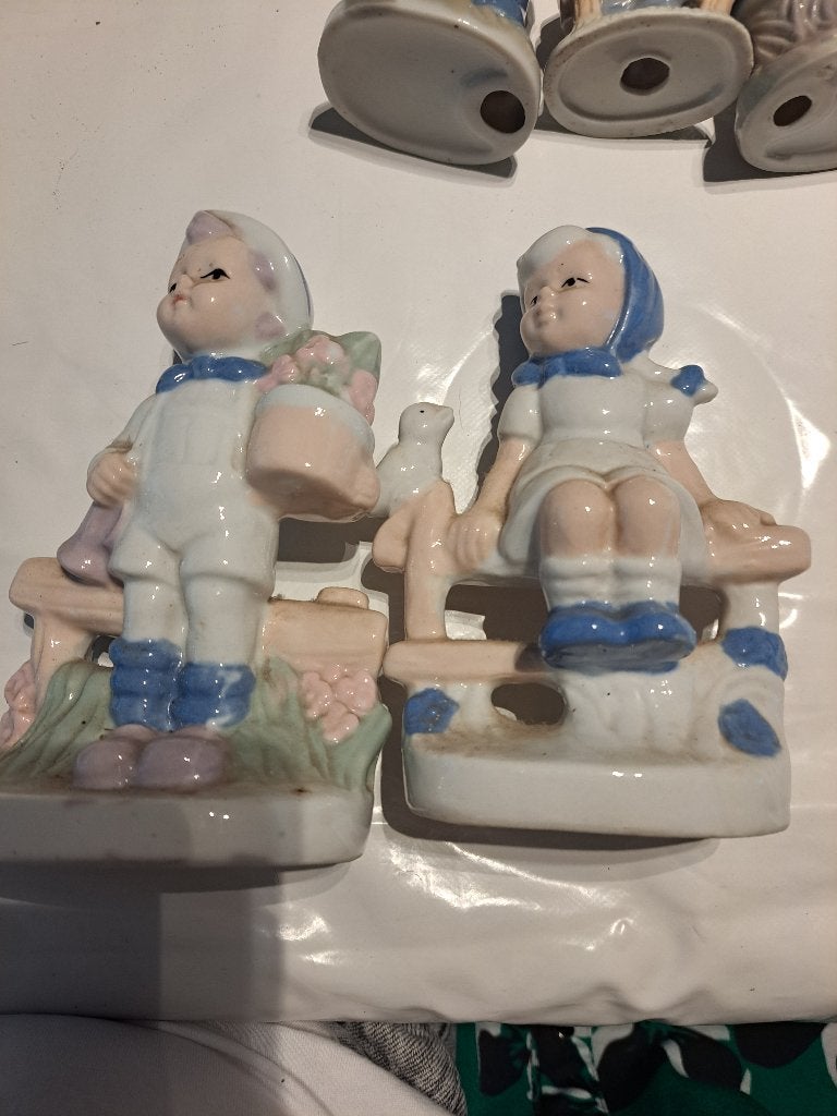 Set van 2 porseleinen beeldjes 15 cm hoog, Verzamelen, Ophalen, Zo goed als nieuw, Mens