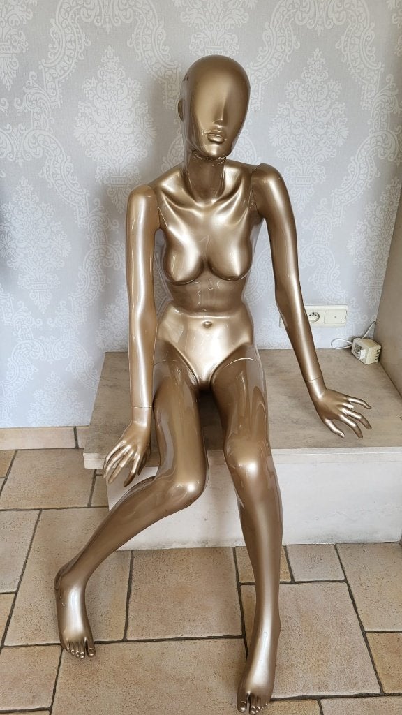 Hans Boodt dames etalagepop goud – zittend model, Ophalen, Gebruikt