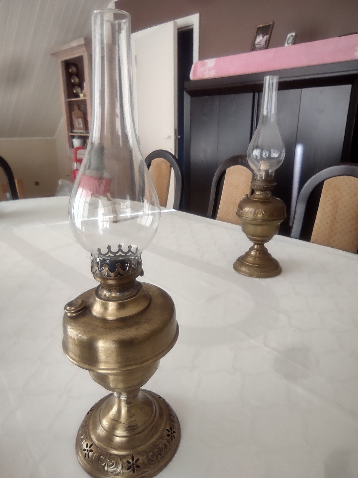 Olielamp koper, Antiek en Kunst, Ophalen, Koper