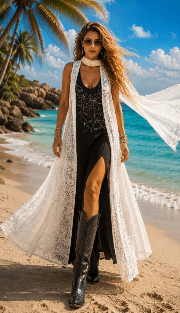 Chemise bohème à imprimé ciel et longue blanche nouvelles, Neuf, Taille 38/40 (M), Enlèvement ou Envoi, Autres types
