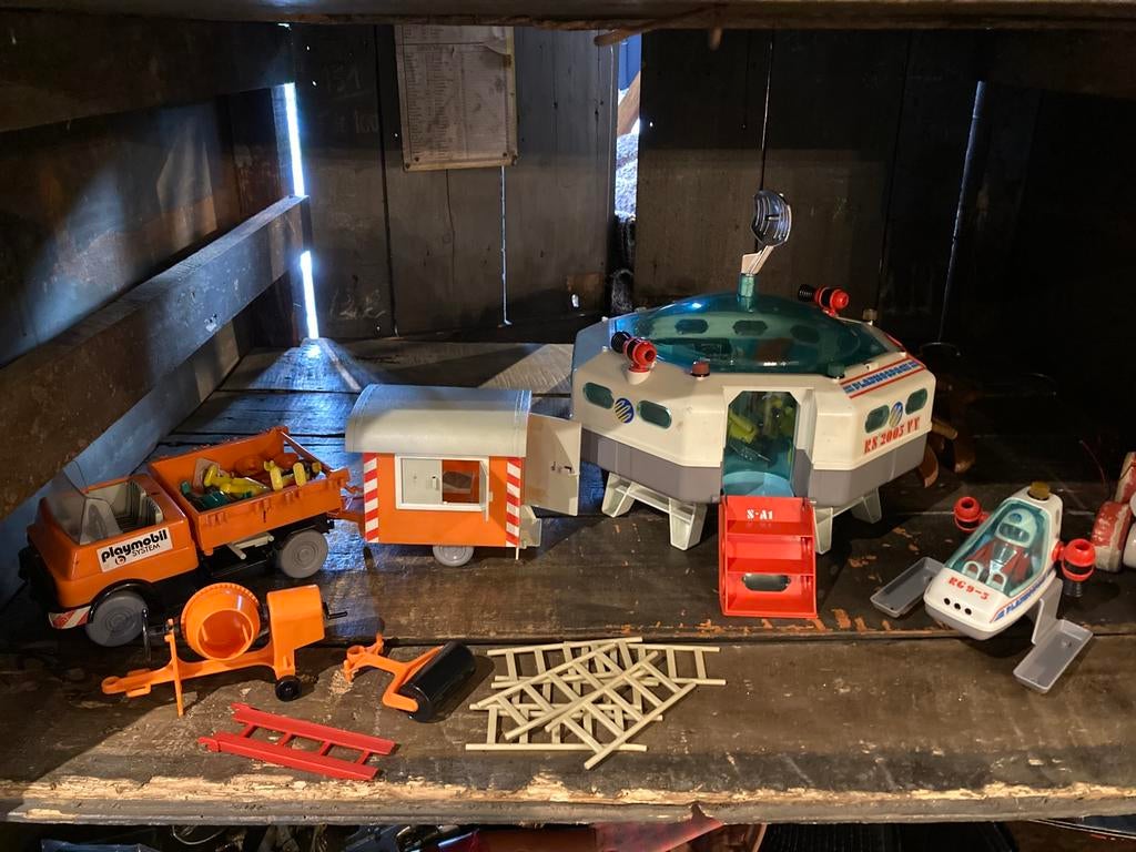 Vintage PLAYMOBIL-kavel, piratenschip, ruimtebasis, works, Ophalen, Gebruikt, Los Playmobil