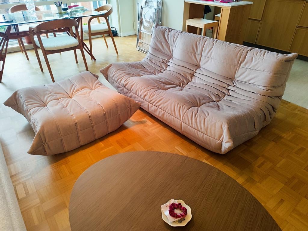 Beige Ligne Roset Togo 3-zit + ottoman, Ophalen