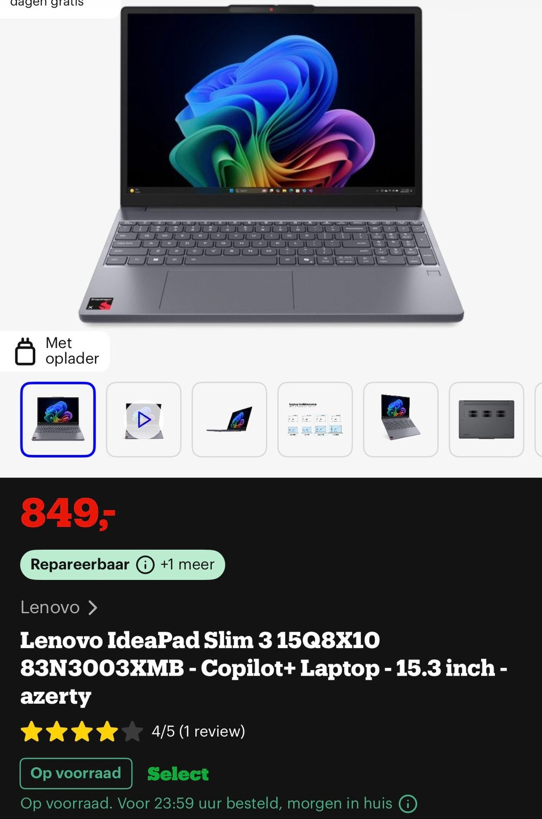 Lenovo IdeaPad Slim 3 - Snapdragon X8 Core - 16GB - 512GB, Enlèvement ou Envoi, Comme neuf, Azerty, SSD