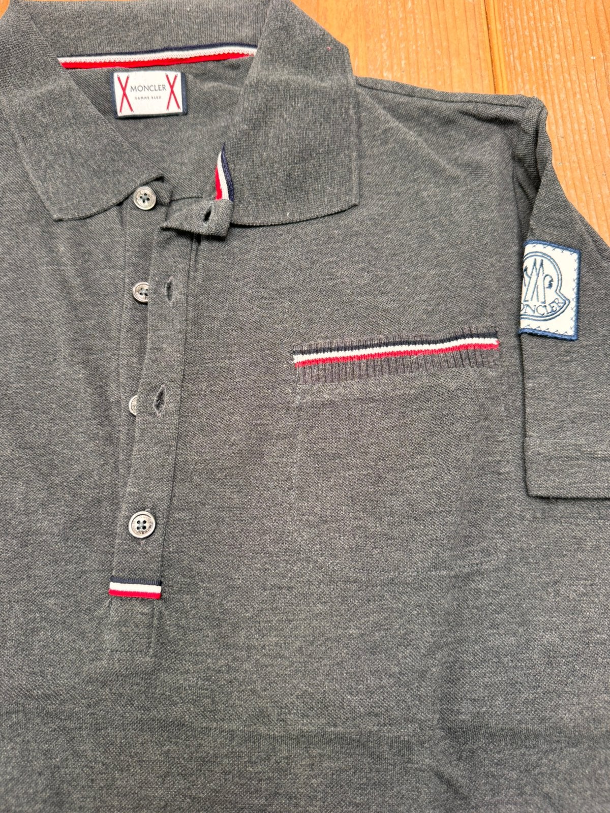 Polo korte mouw Moncler grijs M, Kleding | Heren, Polo's, Ophalen, Gedragen, Maat 48/50 (M), Grijs
