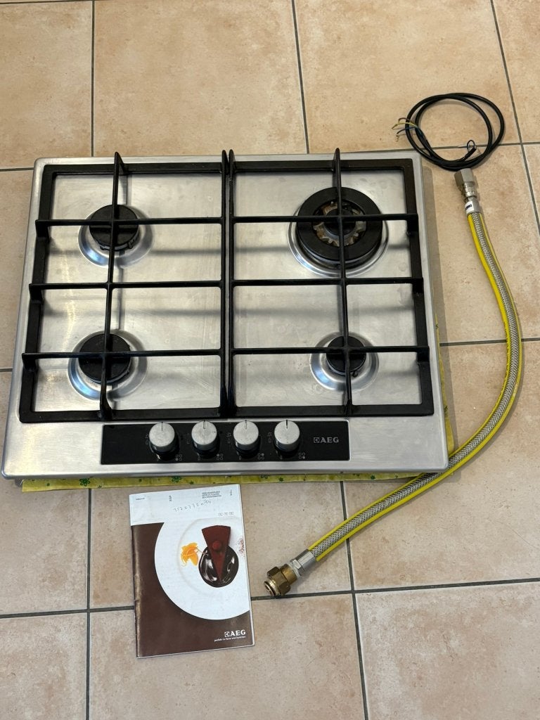 AEG gaskookplaat met gasslang en handleiding, Ophalen, Gebruikt, Grijs, 50 tot 100 cm