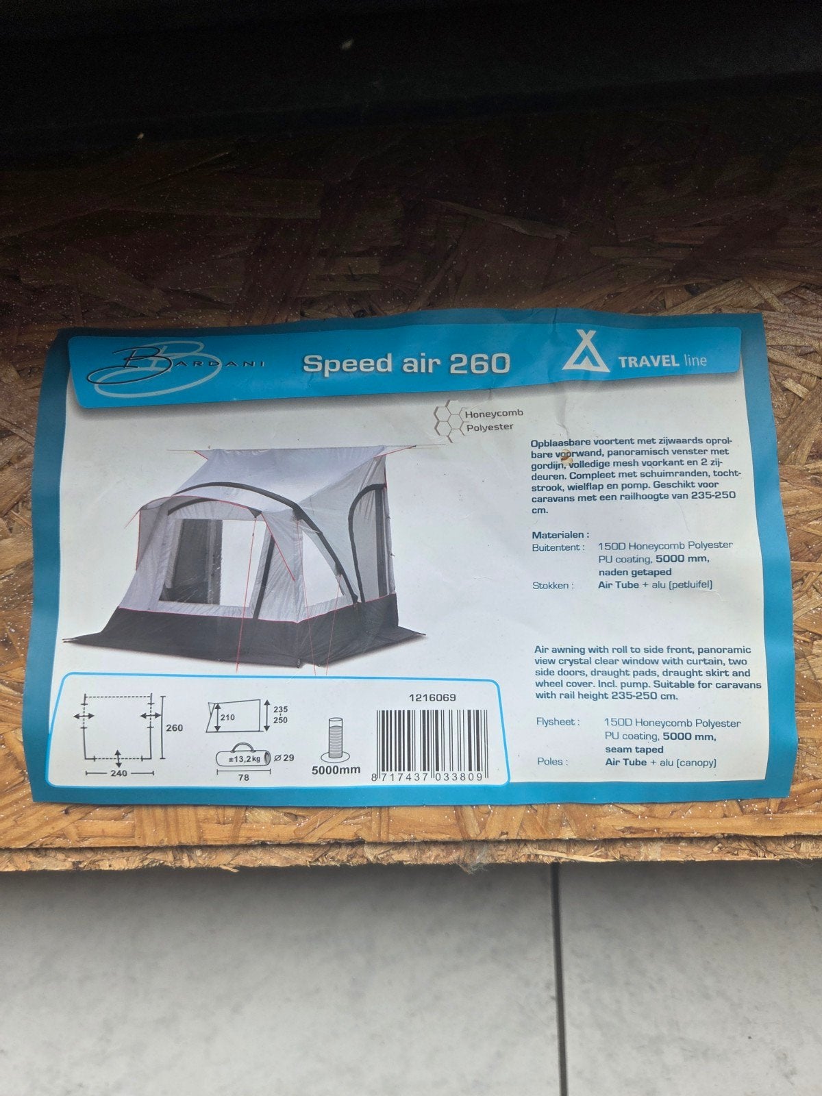 Deeltent voortent opblaasbaar, Caravanes & Camping, Tentes, Enlèvement, Comme neuf