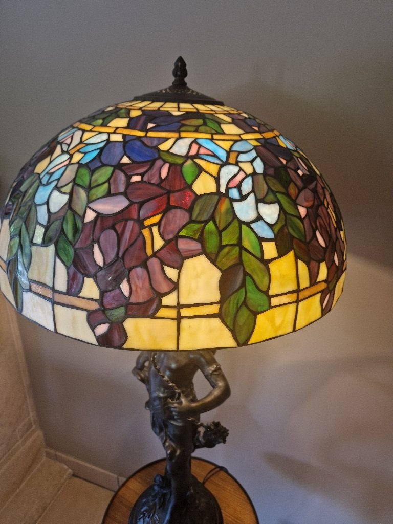 Prachtige antieke gesigneerde bronzen hoge Tiffanie lamp, Antiek en Kunst, Ophalen of Verzenden