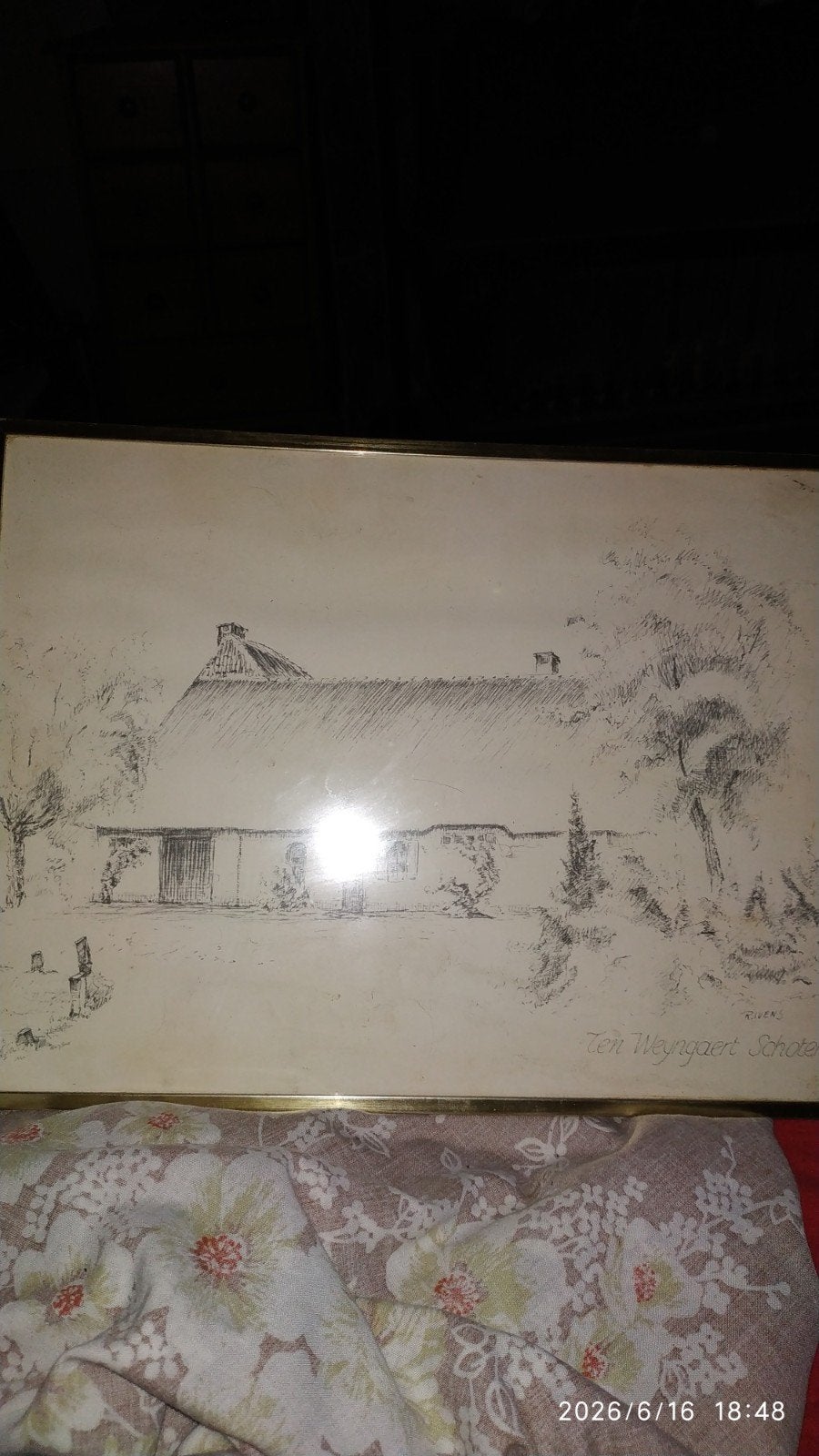 Litho Renaat Ivens " Ten Weyngaert" Schoten, Antiek en Kunst, Ophalen