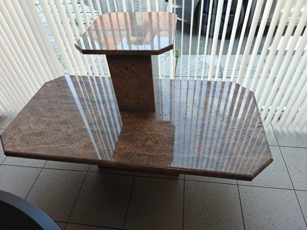 Marmeren salon- en bijzettafel, Comme neuf, Enlèvement, 75 cm ou plus, Moins de 45 cm
