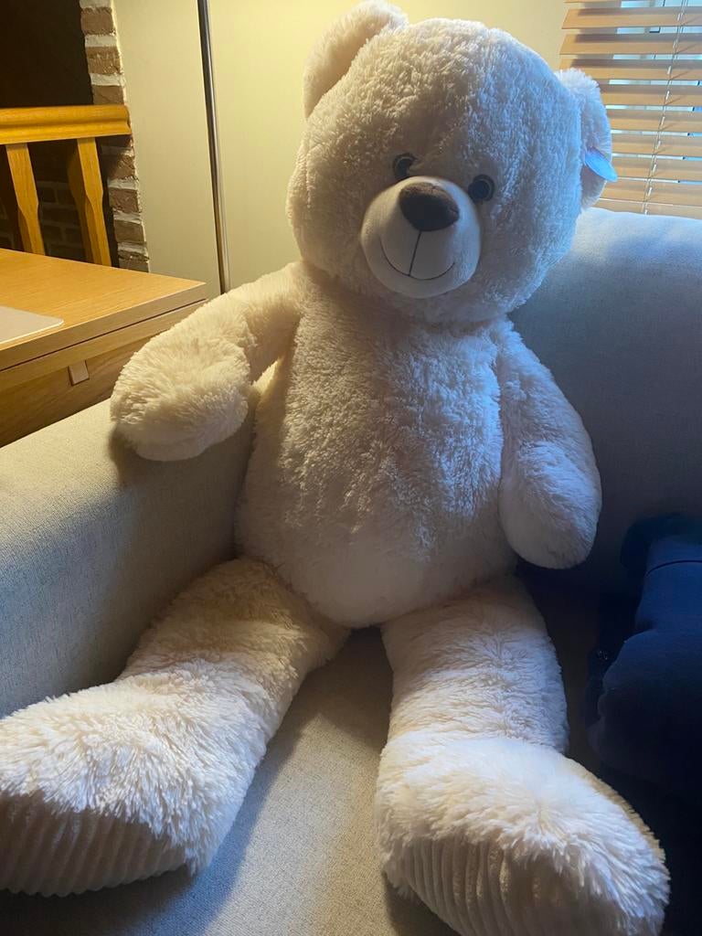 Mooie grote knuffelbeer, Neuf, Overige karakters, Grand (plus de 80 cm), Blanc