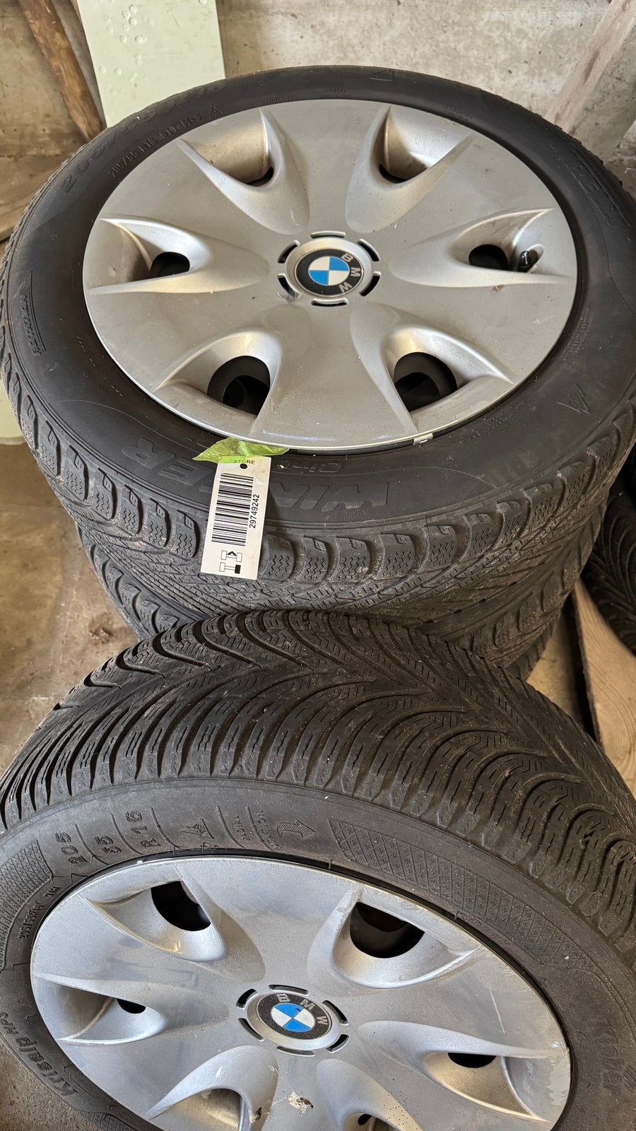 Velgen + winterbanden BMW 1 reeks 205/55R16, Ophalen, Gebruikt, Velg(en), 16 inch