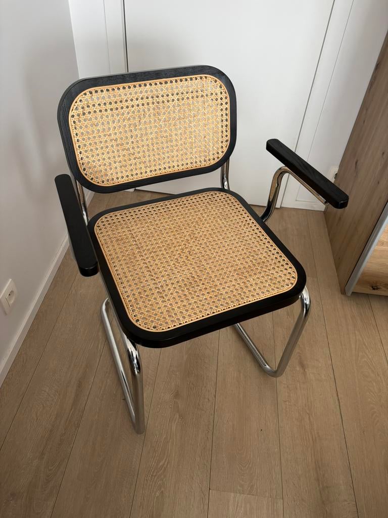 4 Cesca-stijl S-stoelen in rotan, hout en staal Prijs/ stoel, Ophalen, Hout, Zwart, Nieuw