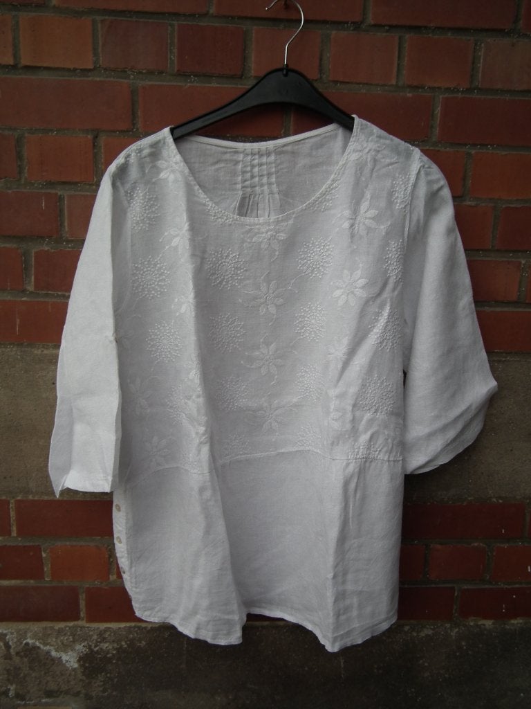 Blouse blanche, pour femme. taille 2 (100% lin), Taille 42/44 (L), Sans marque, Comme neuf, Blanc