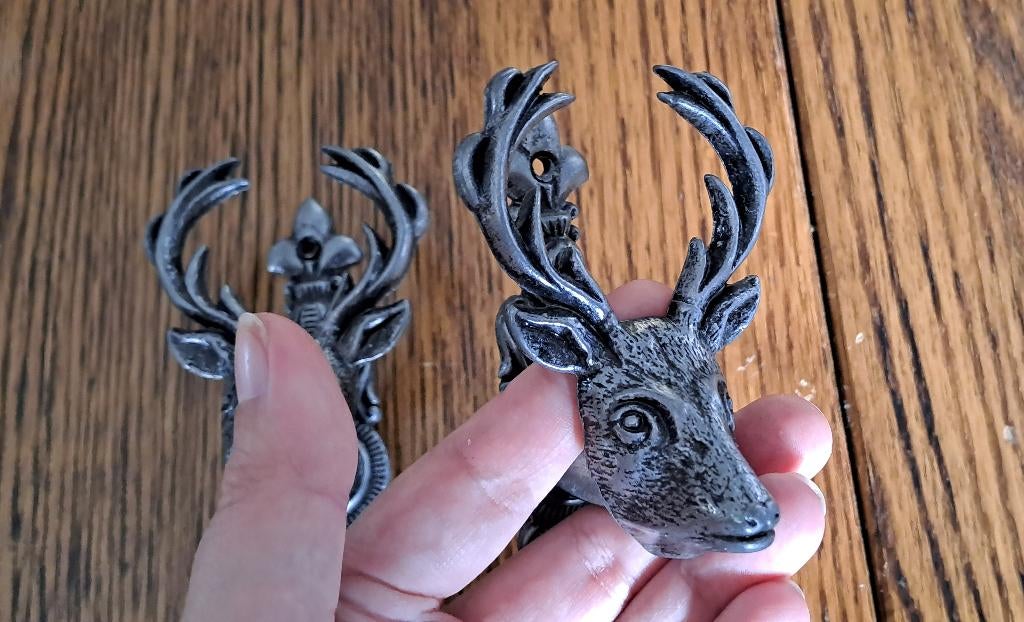 Vintage antiek muurhangers haken jacht hertenkop, Antiek en Kunst, Ophalen of Verzenden