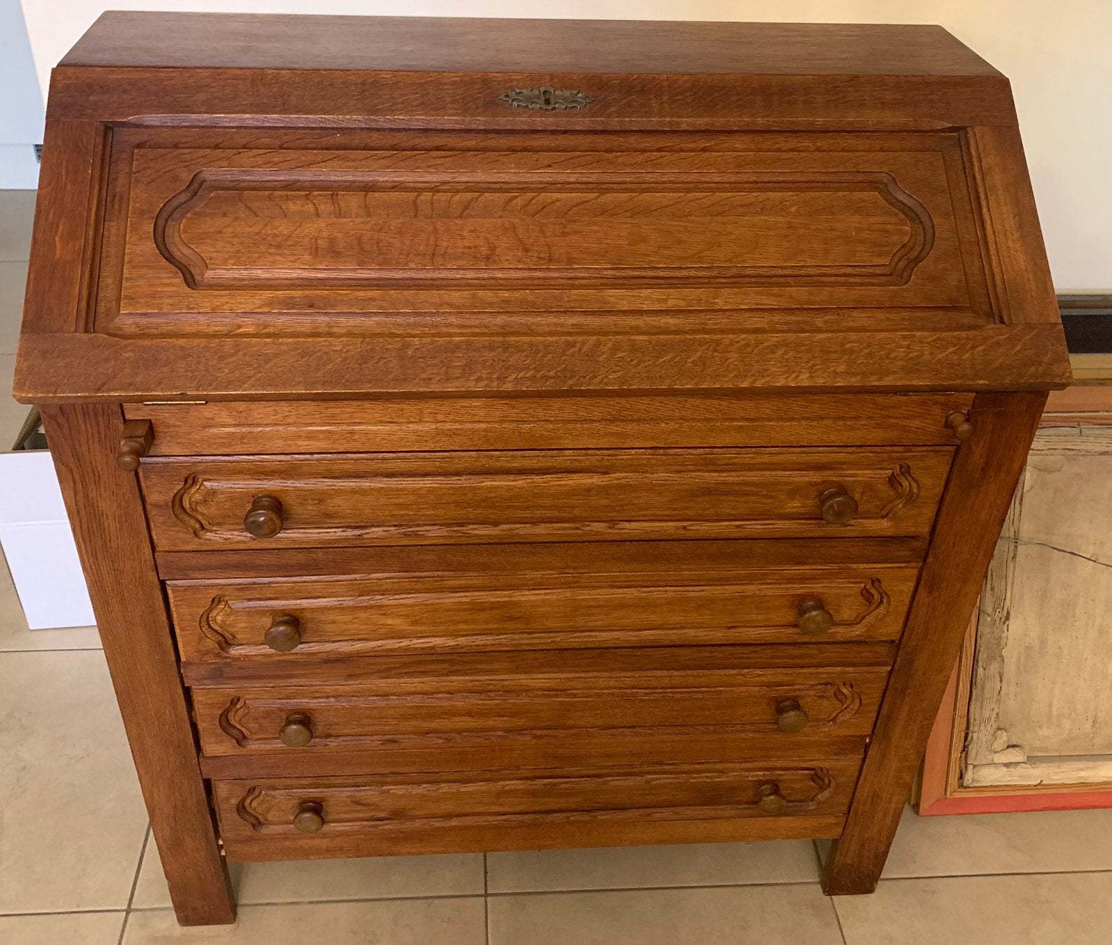 Bureau en chêne massif, Enlèvement, Comme neuf