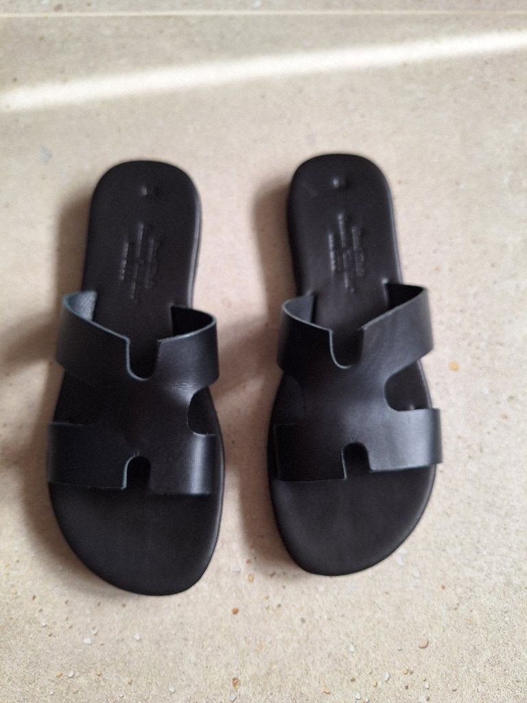 Zwarte leren sandalen, Ophalen, Zwart, Nieuw, Sandalen of Muiltjes