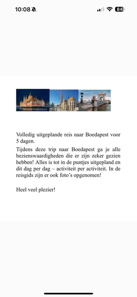 Reisplanning Boedapest - word document, Boeken, Overige merken, Budget, Europa, Nieuw