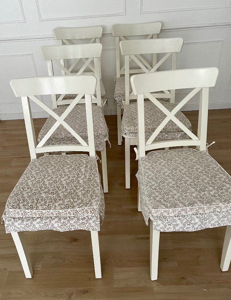 Set van 6 IKEA rosentorp stoelen met kussens, Huis en Inrichting, Stoelen, Ophalen, Zo goed als nieuw