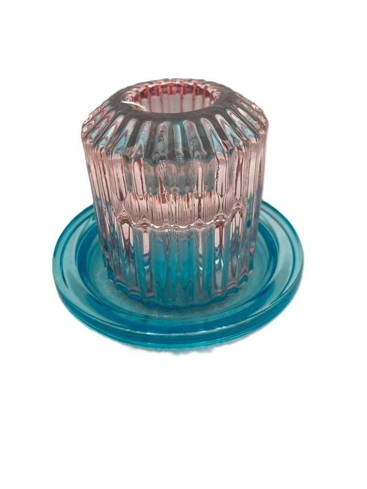 Kandelaar Roze blauw voor dinerkaars 7 cm NIEUW, 7 cm, Overige merken, Nieuw, Ophalen of Verzenden
