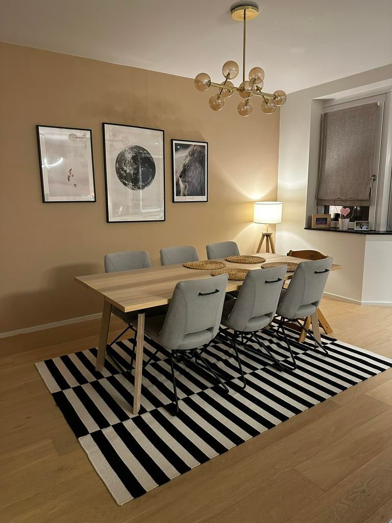 Tapis tissé à plat rayé noir et blanc 170x240, Maison & Meubles, Ameublement | Tapis & Moquettes, Enlèvement, Blanc