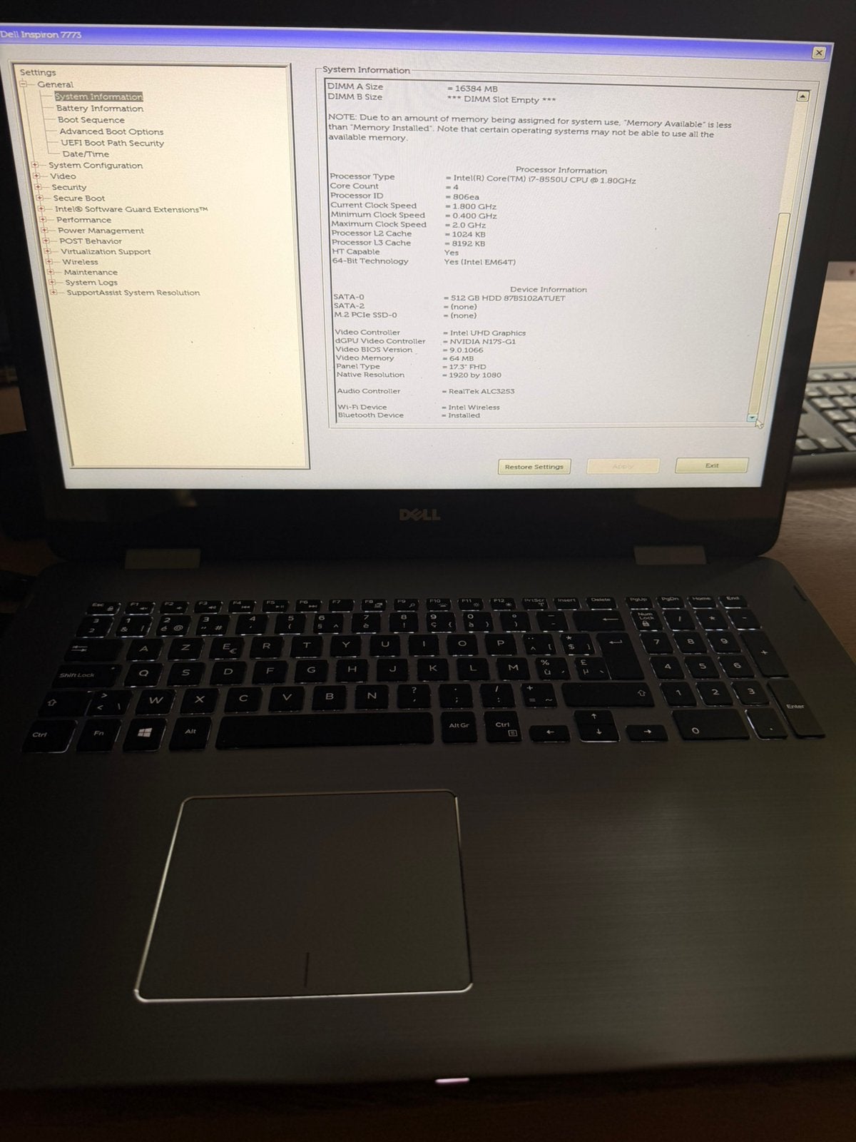 Dell inspiron 7773, Ophalen, Zo goed als nieuw, 16 GB, SSD