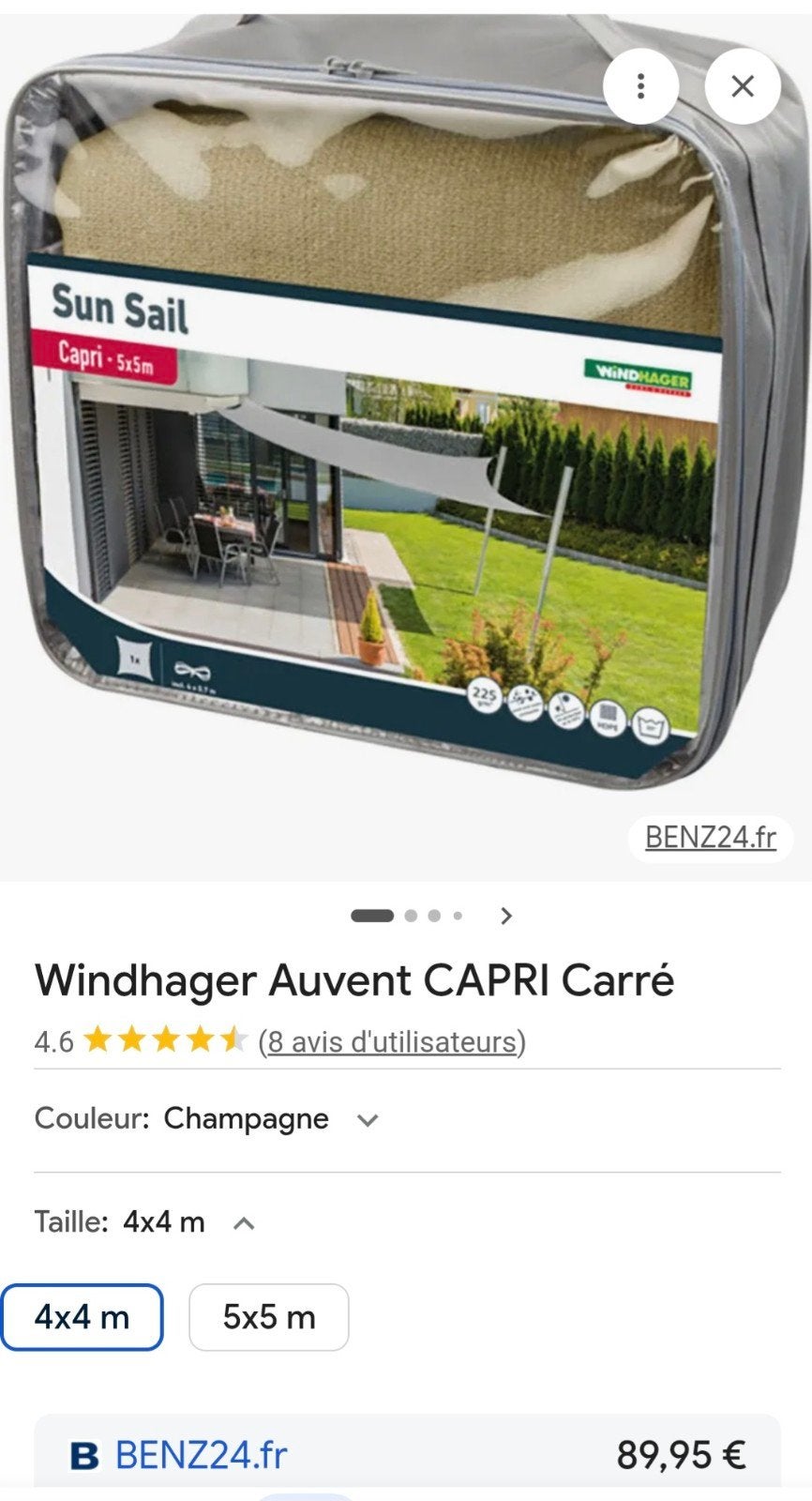 voilà d' ombrage étanche (4m sur 4m) TOUT NEUF pas déballé-, Jardin & Terrasse, Enlèvement
