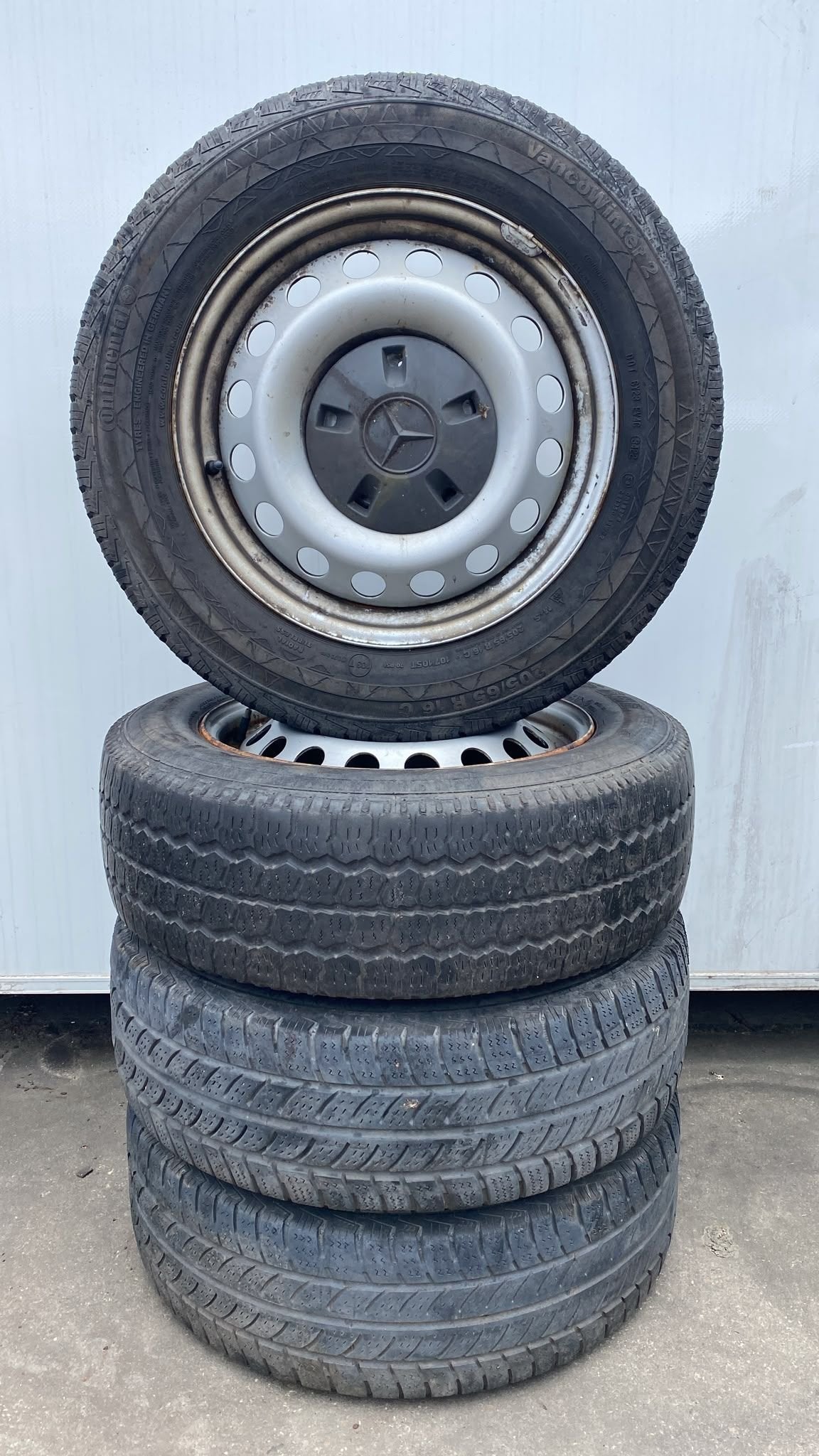 Mercedes-Benz Vito Viano velgen 205-65-16 5x112 - Set 20.12, Gebruikt, -, -, Banden en Velgen
