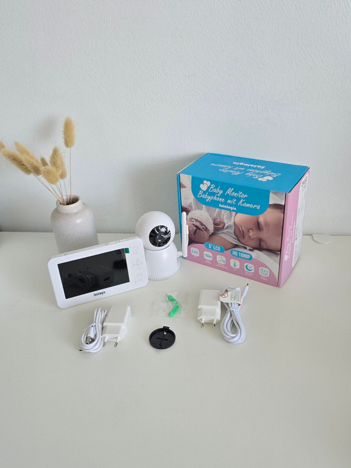 Babyphone Caméra HD1080 + Écran LCD 5pouces Sainlogic – NEUF, Enfants & Bébés, Babyphones, Caméra