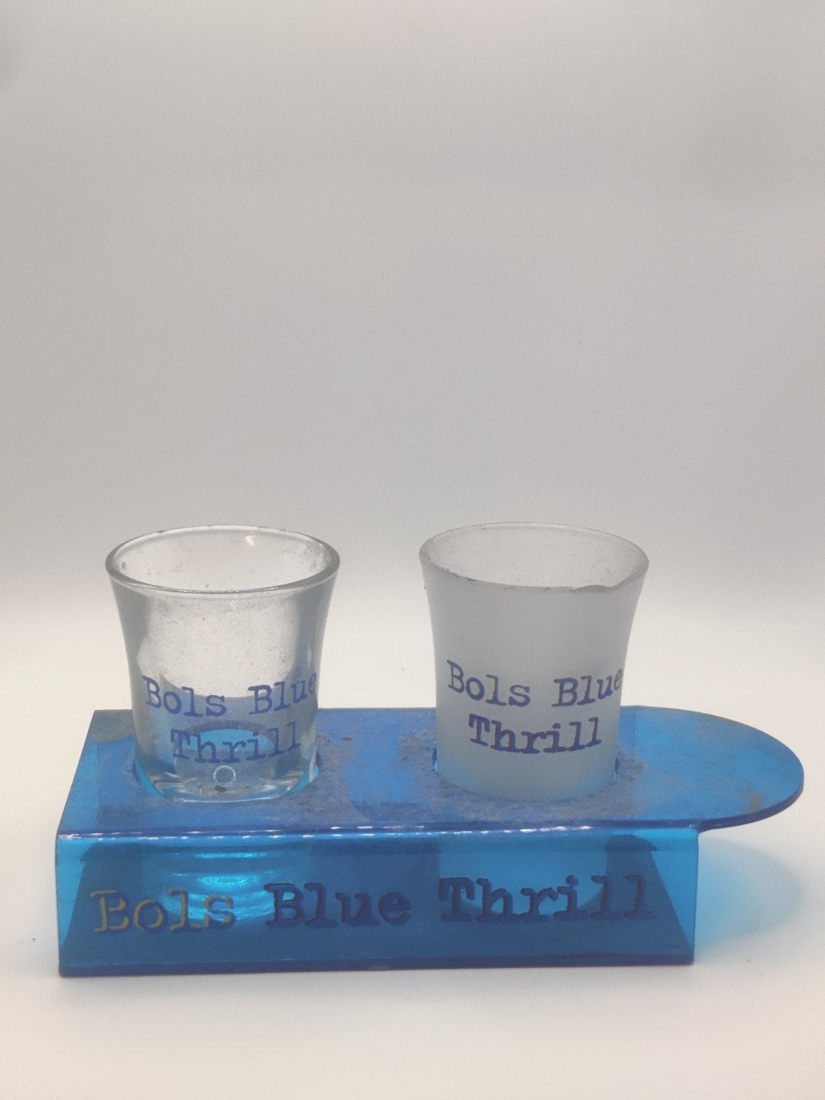 BOLS BLUE THRILL 90'S SHOT GLAZEN, Verzamelen, Glas en Drinkglazen, Ophalen of Verzenden, Gebruikt, Borrel- of Shotglas
