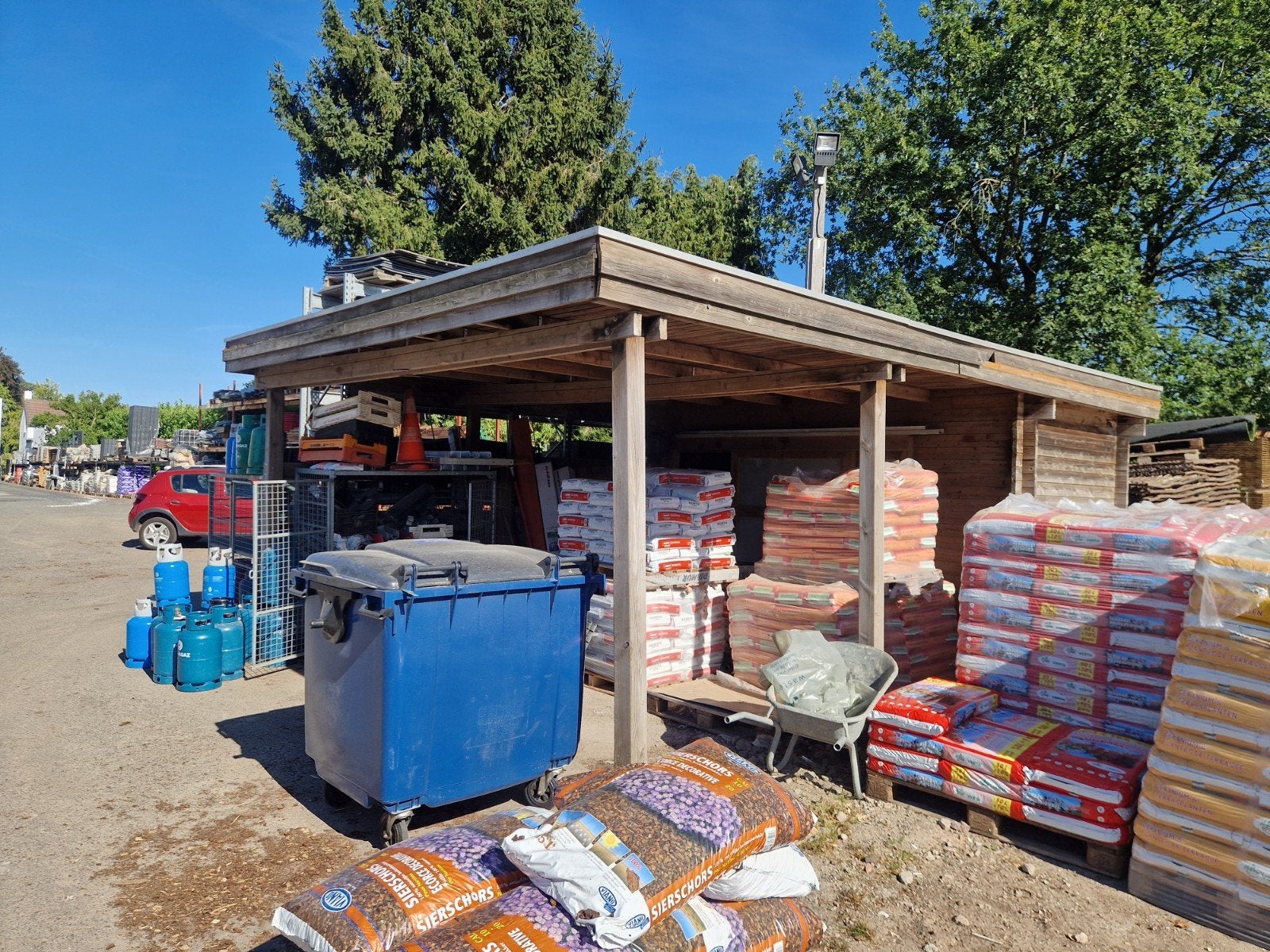 Carport met berging 5x6.5m, Ophalen, Gebruikt, Blokhut, Zonder ramen