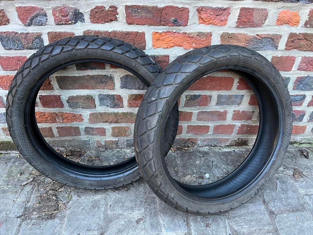 Lot de 2 pneus moto, Ophalen of Verzenden, Gebruikt