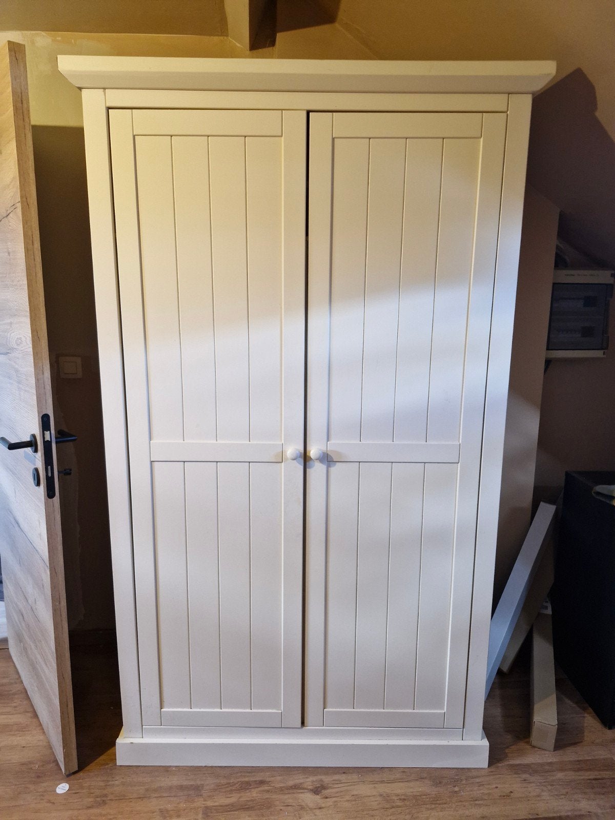 Armoire garde robe en bois massif blanc, 70 à 120 cm, Comme neuf, Enlèvement, Classique