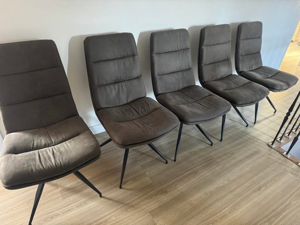 5 stoelen - grijs - comfortabel - modern, Huis en Inrichting, Stoelen, Ophalen, Zo goed als nieuw