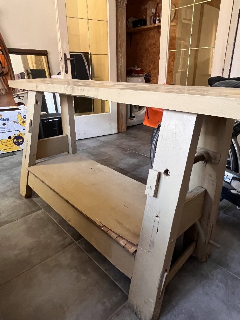 houten werkbank, Doe-het-zelf en Bouw, Ophalen, Gebruikt, Minder dan 70 cm, Bankschroef