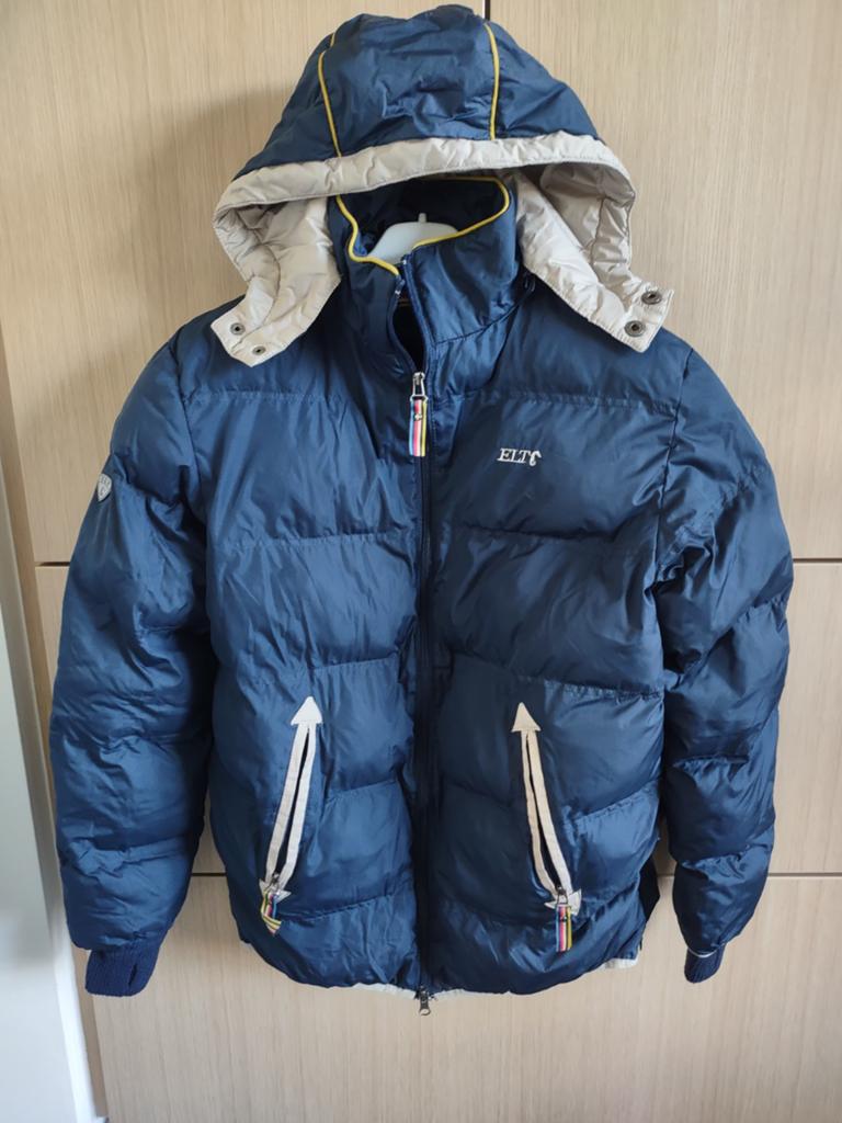 warme donkerblauwe donsjas - maat 164, Enlèvement, Comme neuf, Garçon ou Fille, Manteau