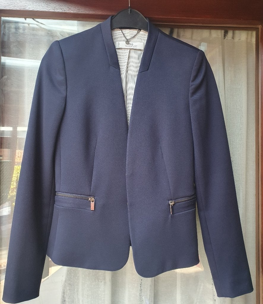 Marine blauwe vest/blazer van Mango Suit Collection maat XS, Kleding | Dames, Jasjes, Kostuums en Pakken, Zo goed als nieuw, Jasje