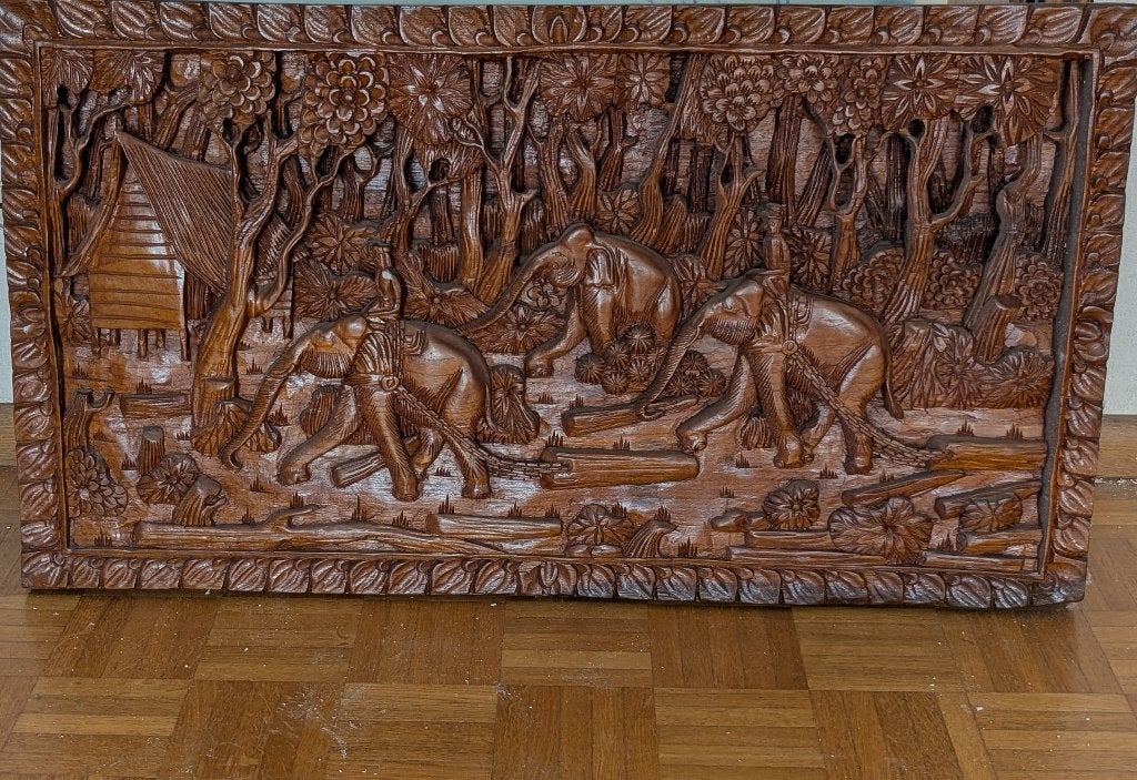 Handgesneden houten reliëfpaneel, Antiek en Kunst, Ophalen, Hout, Wanddecoratie