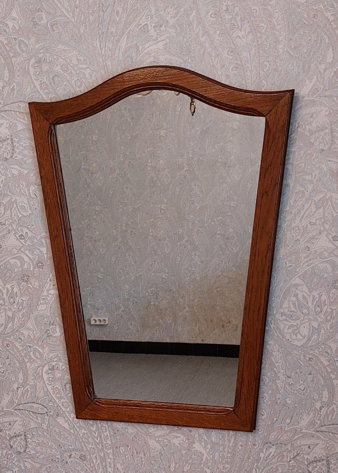 Mooie spiegel met houten kader, Antiek en Kunst, Ophalen, Overige vormen, Minder dan 50 cm, Minder dan 100 cm