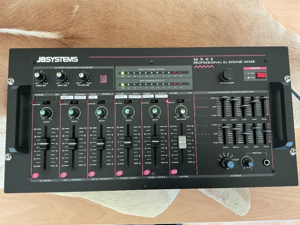 JB SYSTEMS - MX05 professionele DJ-geluidsmixer, Muziek en Instrumenten, Ophalen, Zo goed als nieuw, 5 tot 10 kanalen, Microfooningang