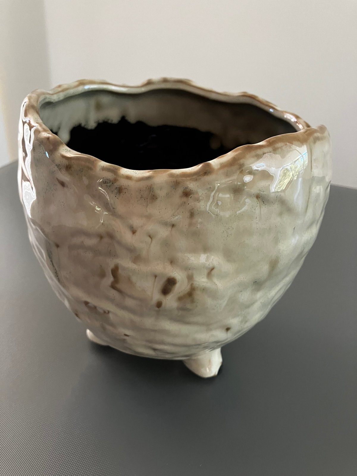 Keramische bloempot/vaas, H 16 cm., Tuin en Terras, Ophalen of Verzenden, Zo goed als nieuw